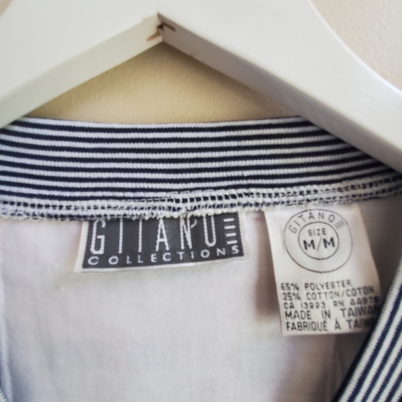 NWT Vintage Gitano button up Cardigan Contrast stripes patter sleeve Medium Size - Picture 7 of 10